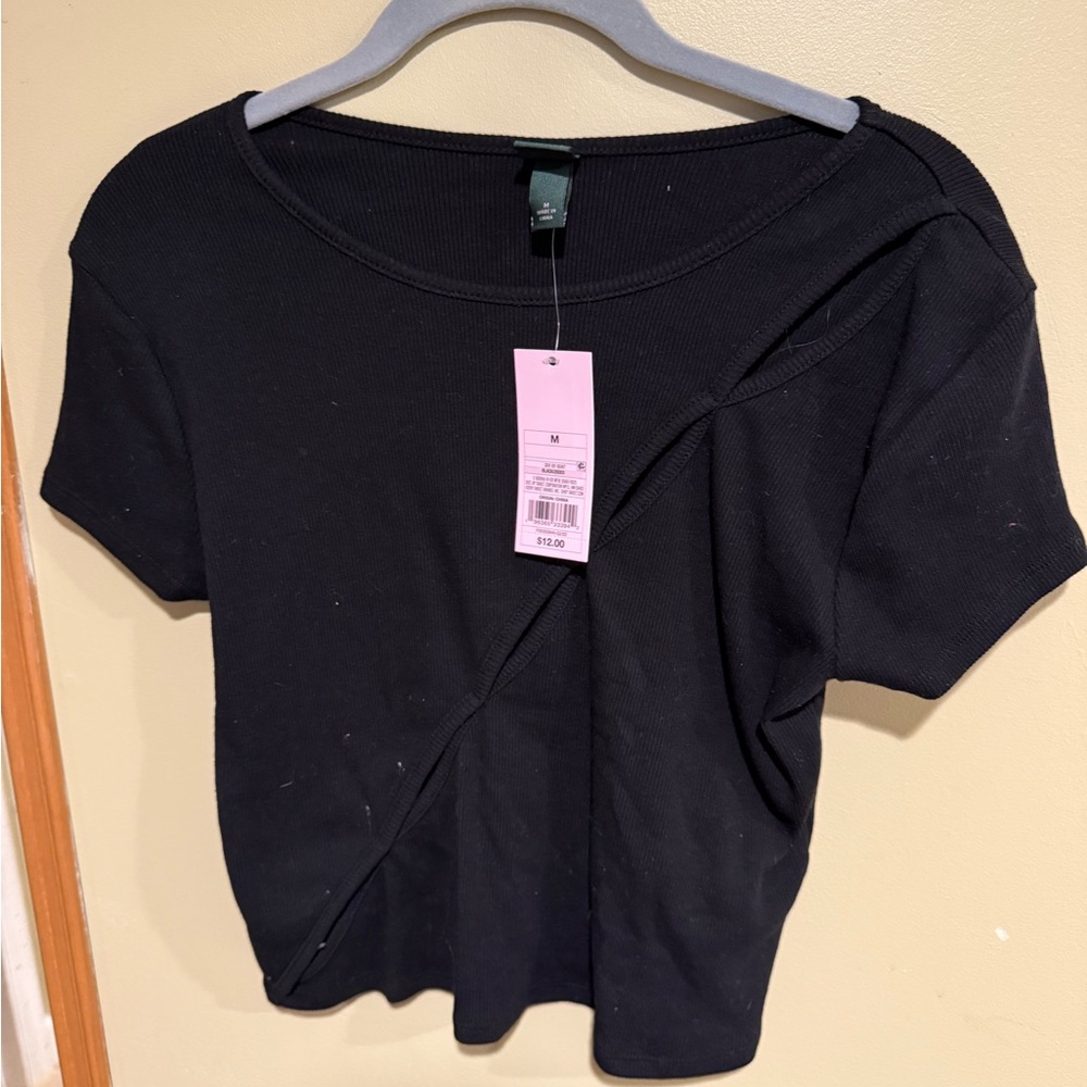 Wild Fable Blue Asymmetrical Crop T-Shirt